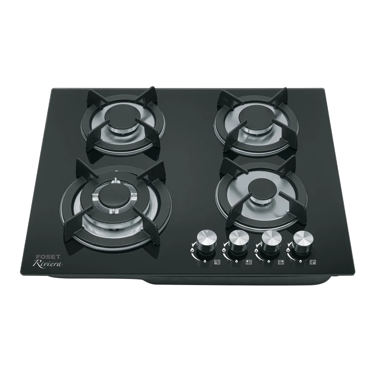 Parrilla de Gas 4 Quemadores Cristal Negro 48408 FOSET