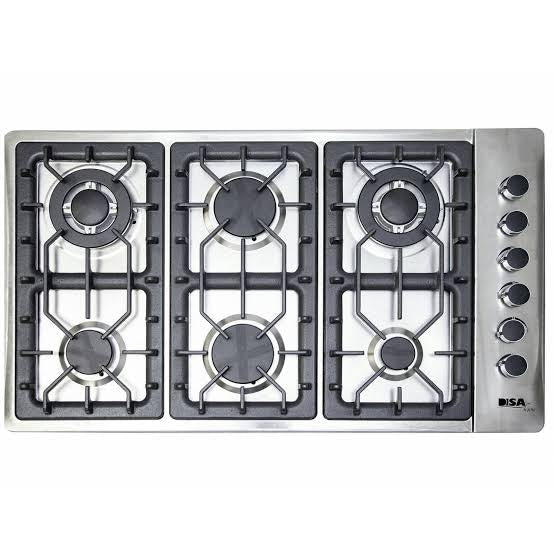 Parrilla Empotrable de Gas 6 Quemadores Acero Inoxidable PAEM-6 DISA